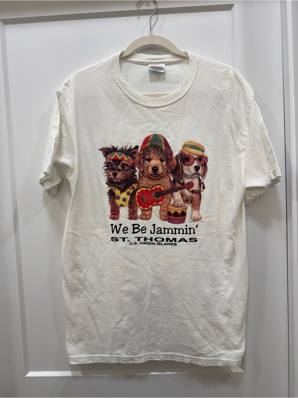 Vintage Y2K 'We Be Jammin' Destination Tee St. Thomas Dog Graphic Tee